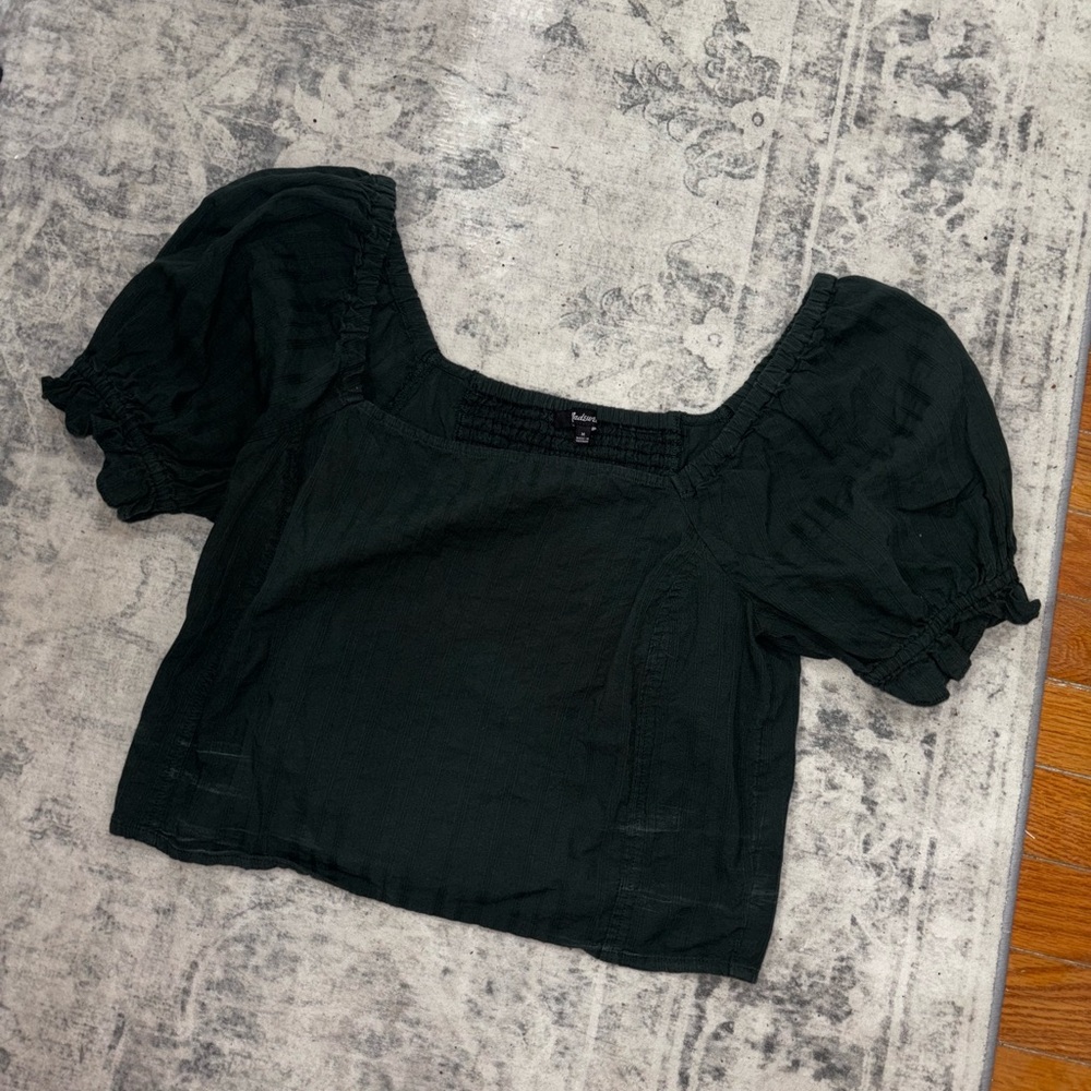 Elegant Forrest Green Puff Sleeve Top